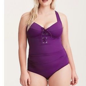Torrid Purple Lace Up Front One Piece plus size